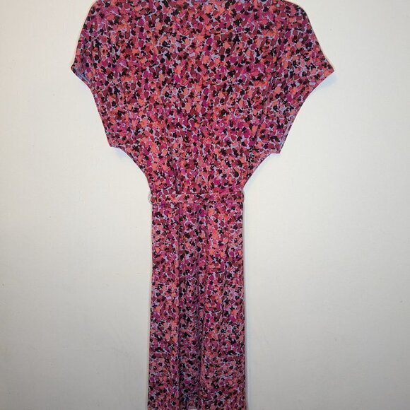 Nine West floral faux wrap dress pink and orange size Large - Picture 4 of 10